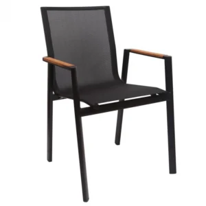 mobiliario-contract-sillon rosauro apilable aluminio textilene negro